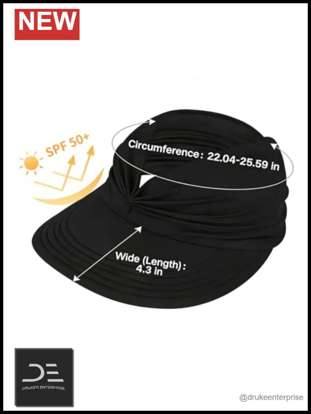 Wide Brim Ponytail Sun Hat with UV Protection - Lightweight Packable Travel Hat